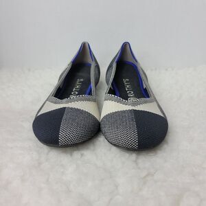 Rothys The Flat Buffalo Womens Shoes  Size 8 Plaid Back & White  Round Cap Toe